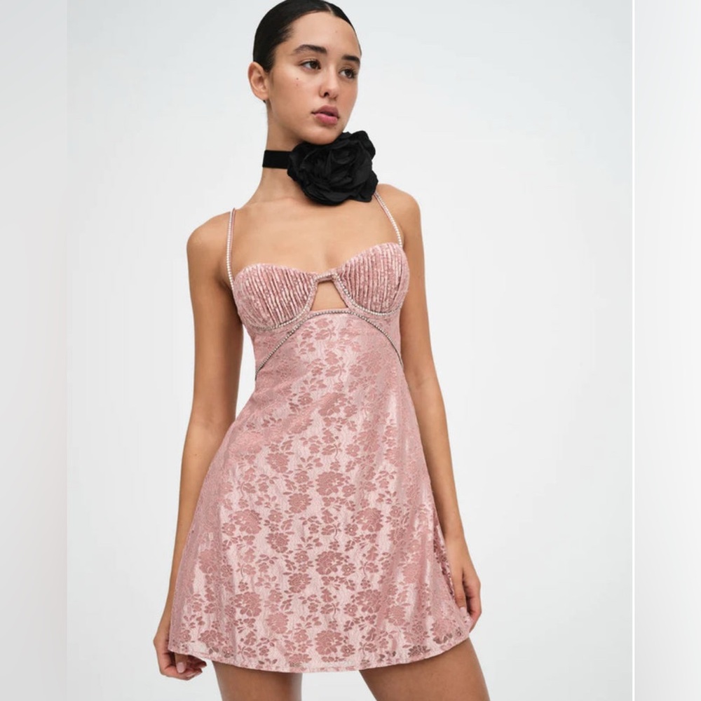 For Love And Lemons Dusty Pink Lace Dress